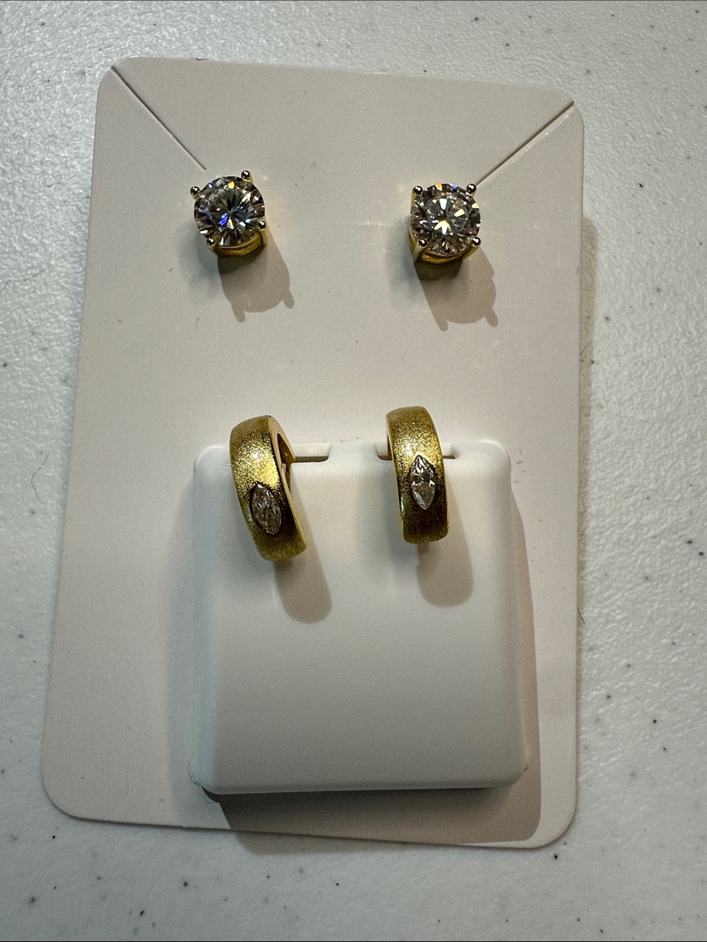 Gold Tone Crystal Stud & Hoop Earring Bundle/ Sparkly Set